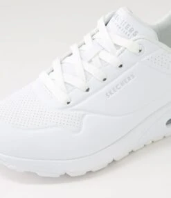 Skechers Uno Wide Fit White Smooth Sneakers -Lynx Shoes Shop SK11484WHISM 6