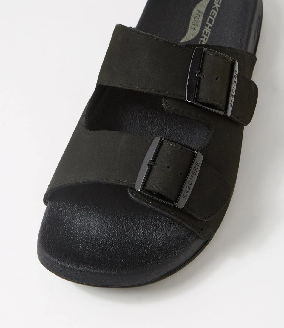 Skechers Arch Fit Pro Melb Black Leather Slides 6 Skechers Arch Fit Pro Melb Black Leather Slides - Image 4