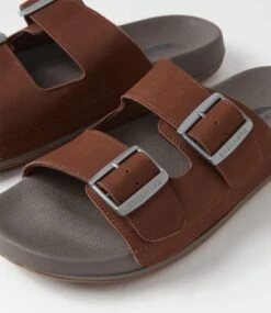Skechers Arch Fit Pro Brown Leather Slides -Lynx Shoes Shop SK11506BROLE 6