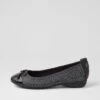 Embark Black White Dot Leather Ballet Flats