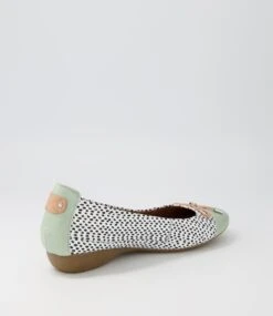 Embark Seafoam Dots Leather Embossed Ballet Flats -Lynx Shoes Shop SU10047H3N64 4