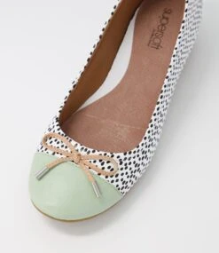 Embark Seafoam Dots Leather Embossed Ballet Flats -Lynx Shoes Shop SU10047H3N64 5