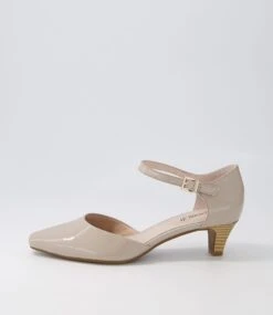 Leyna Pale Taupe Patent Leather Heels