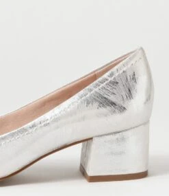 Blythe Brushed Silver Leather Heels -Lynx Shoes Shop SU10149SIELE 6