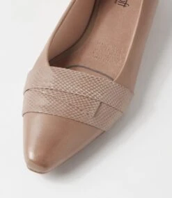 Latifah Light Taupe Snake Leather Ballet Flats -Lynx Shoes Shop SU11197NJLJL 5