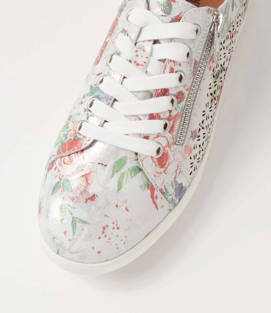 Zarina Silver Garden White Leather Sneakers 6 Zarina Silver Garden White Leather Sneakers - Image 4