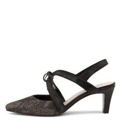 Meduza Black Leather Heels