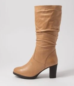 Barmah Camel Leather Calf Boots