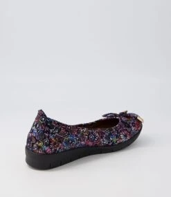 Flex3 Vibrant Floral Suede Ballet Flats -Lynx Shoes Shop SU11666COGSU 4