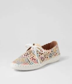 Wallis White Glitter Leopard Leather Lace Up Flats -Lynx Shoes Shop SU11745XBWLE 3