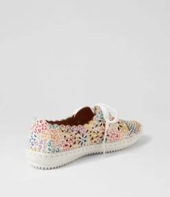 Wallis White Glitter Leopard Leather Lace Up Flats -Lynx Shoes Shop SU11745XBWLE 4