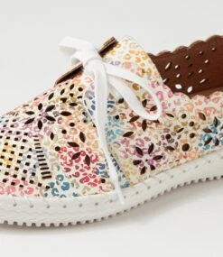 Wallis White Glitter Leopard Leather Lace Up Flats -Lynx Shoes Shop SU11745XBWLE 6