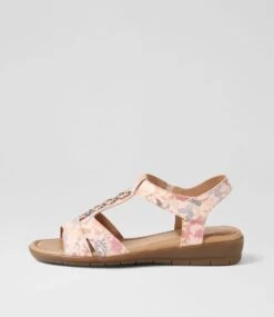 Ferraro2 Pastel Floral Leather Sandals