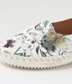 Womans White Posy Leather Loafers -Lynx Shoes Shop SU12067XCGLE 6