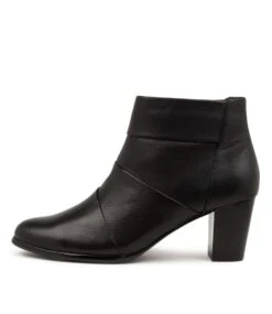 Campost Black Leather Ankle Boots