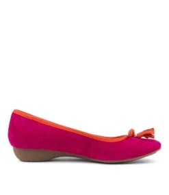 Elinsy Fuchsia Orange Leather Ballet Flats -Lynx Shoes Shop SU12121P28HG 5