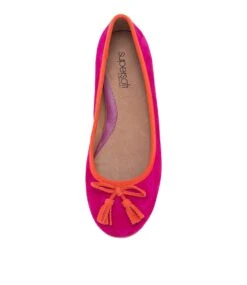 Elinsy Fuchsia Orange Leather Ballet Flats -Lynx Shoes Shop SU12121P28HG 6