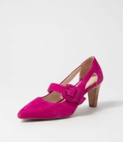 Mentonia2 Fuchsia Suede Heels -Lynx Shoes Shop SU12141P22SU 3