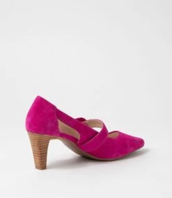 Mentonia2 Fuchsia Suede Heels -Lynx Shoes Shop SU12141P22SU 4