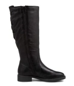 Cleanses Black Leather Knee High Boots -Lynx Shoes Shop SU12147BLALE 5