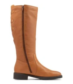 Cleanses Tan Leather Knee High Boots -Lynx Shoes Shop SU12147TJULE 5