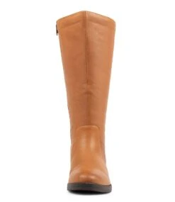 Cleanses Tan Leather Knee High Boots -Lynx Shoes Shop SU12147TJULE 6