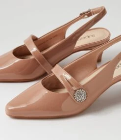 Lisshle2 Biscuit Covered Heel Patent Leather Heels -Lynx Shoes Shop SU12274KYAPL 6