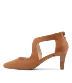 Mazing Dark Tan Leather Heels