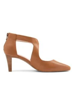 Mazing Dark Tan Leather Heels -Lynx Shoes Shop SU12275TAOLE 5