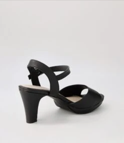 Super Black Covered Heel Leather Sandals -Lynx Shoes Shop SU12316BAFLE 4