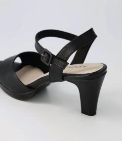 Super Black Covered Heel Leather Sandals -Lynx Shoes Shop SU12316BAFLE 6