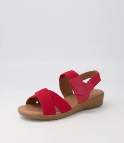 Alead Red Elastic Leather Sandals -Lynx Shoes Shop SU12322R6730 3