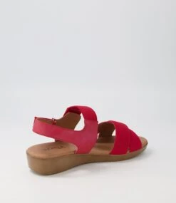 Alead Red Elastic Leather Sandals -Lynx Shoes Shop SU12322R6730 4
