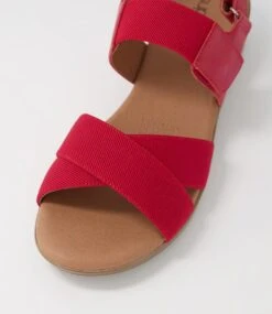Alead Red Elastic Leather Sandals -Lynx Shoes Shop SU12322R6730 5