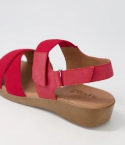 Alead Red Elastic Leather Sandals -Lynx Shoes Shop SU12322R6730 6