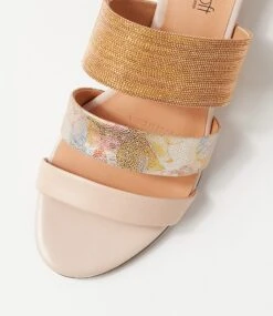 Blessings Dark Nude Pewter Floral Slides -Lynx Shoes Shop SU12337KLXHG 5