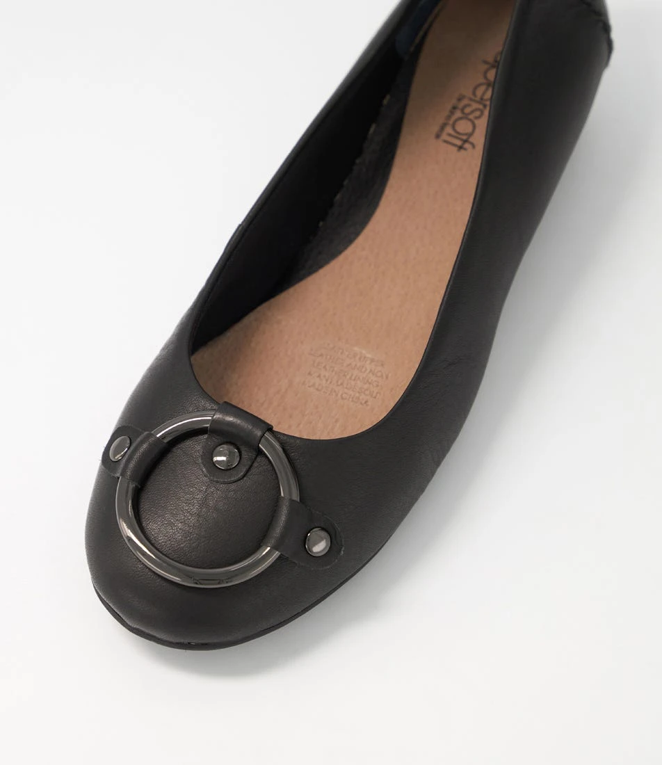 Em Black Leather Ballet Flats 6 Em Black Leather Ballet Flats - Image 4