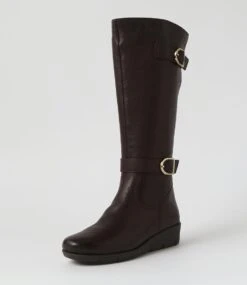 Masterio Dark Brown Leather Knee High Boots -Lynx Shoes Shop SU12393EFJLE 3