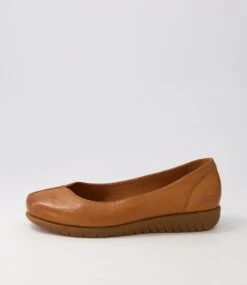 Nareens New Tan Gum Sole Leather Ballet Flats
