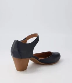 Felicia Navy Leather Mary Jane Heels -Lynx Shoes Shop SU12439DBYLE 4