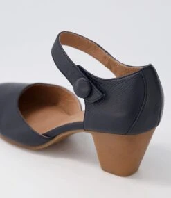 Felicia Navy Leather Mary Jane Heels -Lynx Shoes Shop SU12439DBYLE 6