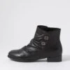 Cerinas Black Leather Ankle Boots