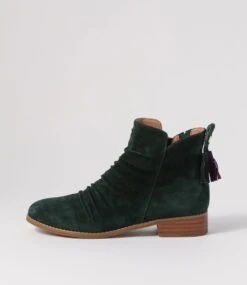 Boo Green Suede Ankle Boots