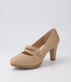 Sorina Nude Leather Mary Jane Heels -Lynx Shoes Shop SU12514NDULE 3