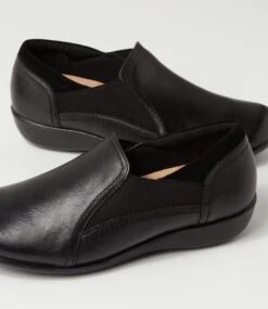 Person Black Leather Flat Shoes -Lynx Shoes Shop SU12517BLALE 6