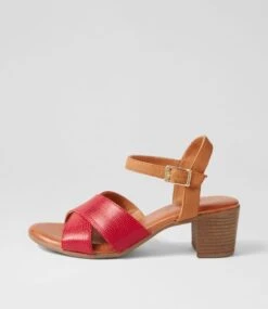 Lotions Red New Tan Lizard Leather Sandals
