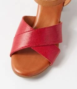 Lotions Red New Tan Lizard Leather Sandals -Lynx Shoes Shop SU12626RXR8D 5