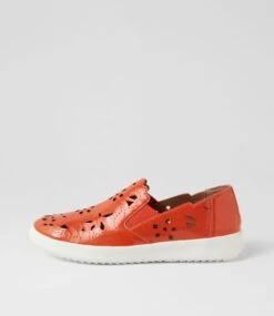 Zinc Orange White Patent Leather Sneakers