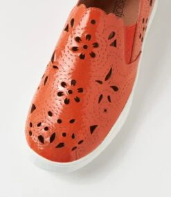 Zinc Orange White Patent Leather Sneakers -Lynx Shoes Shop SU12633OANPL 5