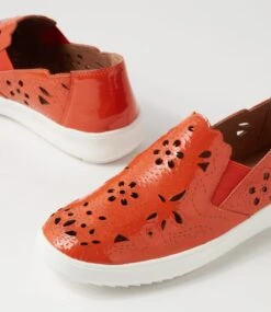 Zinc Orange White Patent Leather Sneakers -Lynx Shoes Shop SU12633OANPL 6